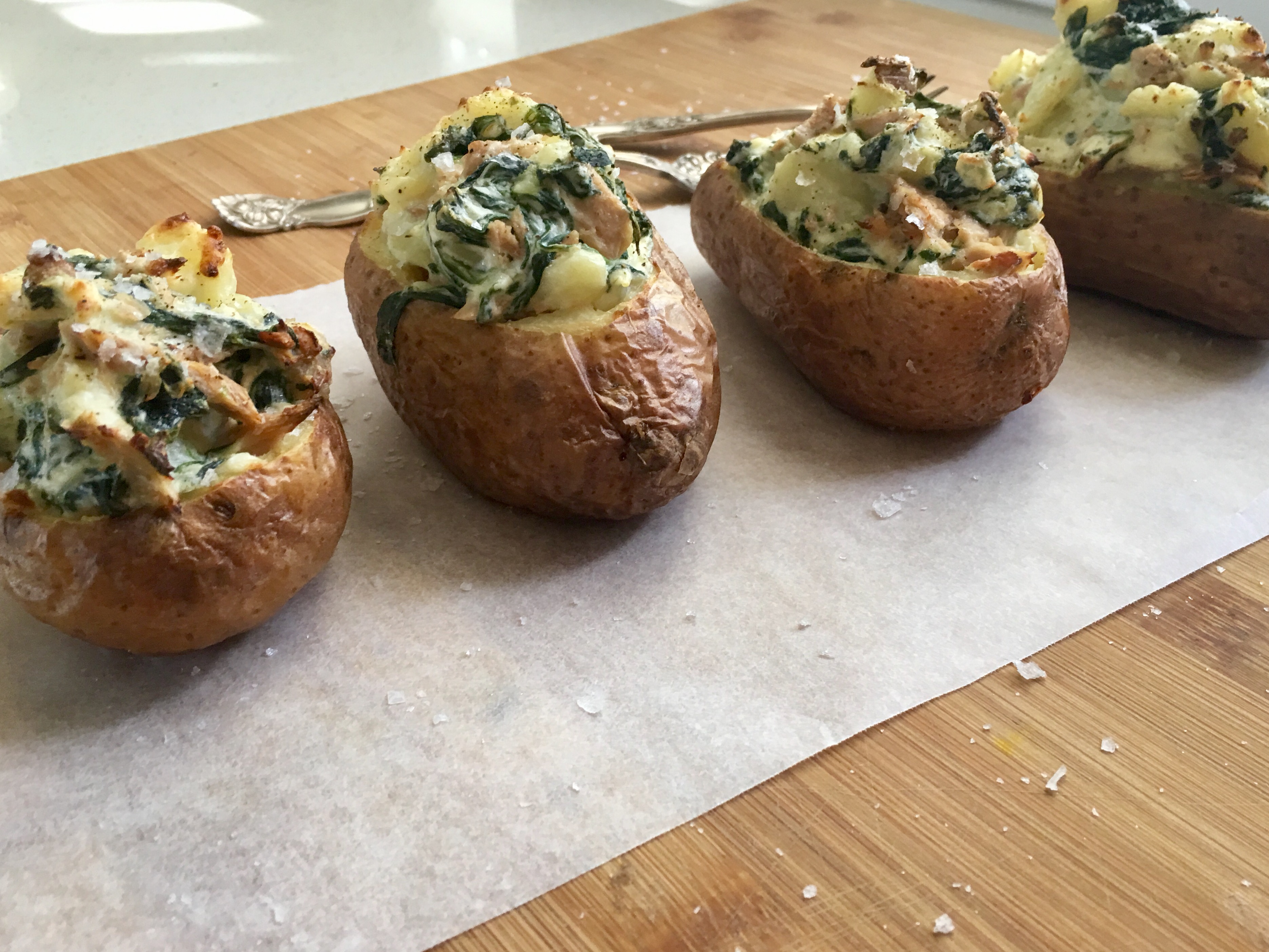 Swanbourne Market — Baked Potatoes with Creamy Spinach and Tuna